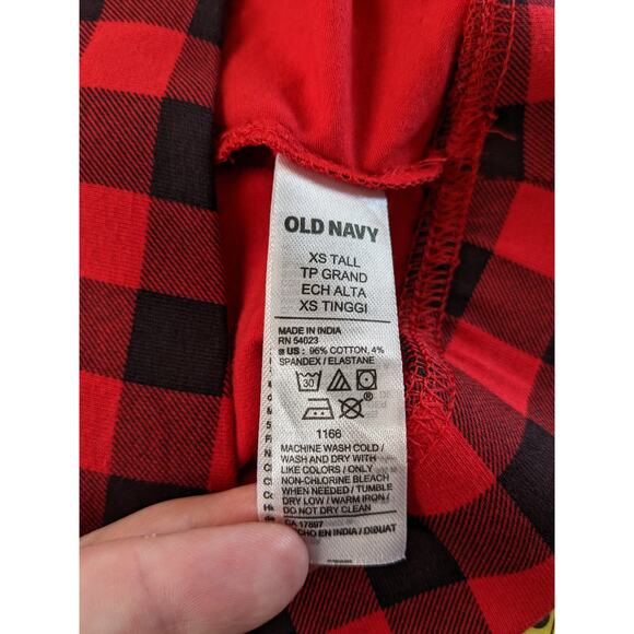 Old Navy Buffalo Plaid‎ Leggings XS Tall Black Red High Waisted Check Mid Rise - Picture 3 of 7
